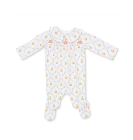 Angel Dear Snap Footie Smocked Peter Pan Pretty Pumpkin Trellis
