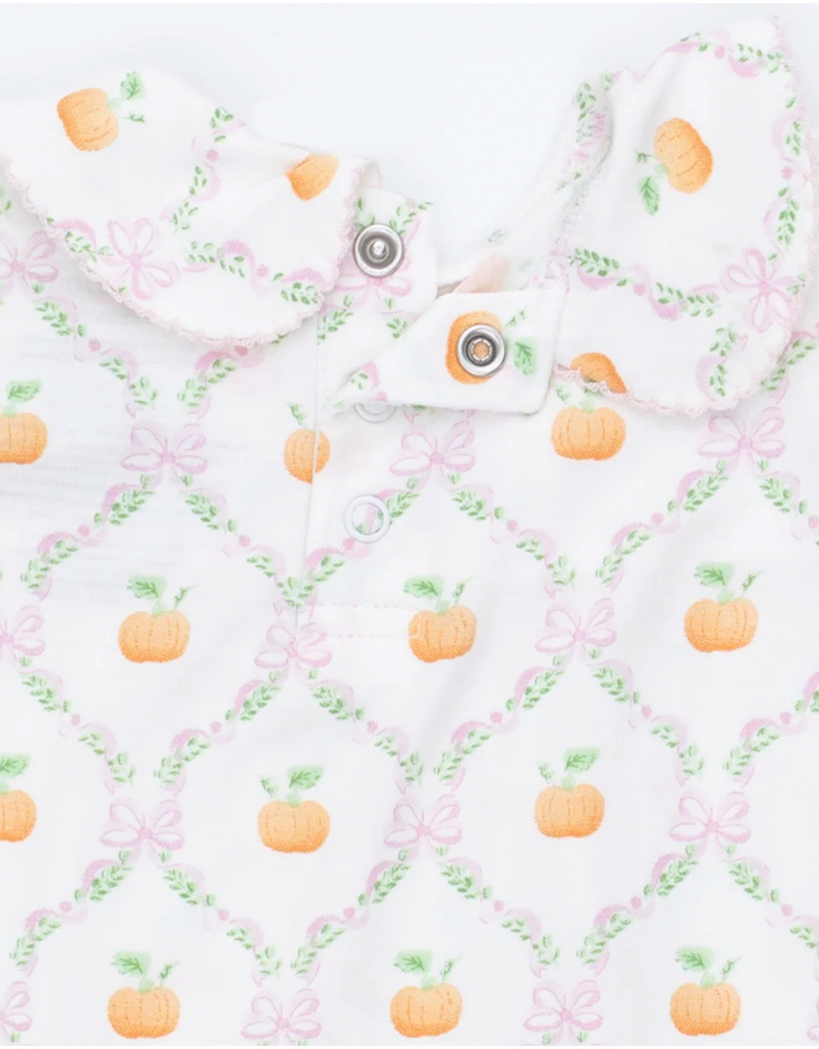 Angel Dear ADF26 Snap Footie Smocked Peter Pan Pretty Pumpkin Trellis