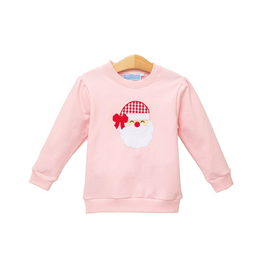 Trotter Street Kids French Terry Santa Pullover Pink