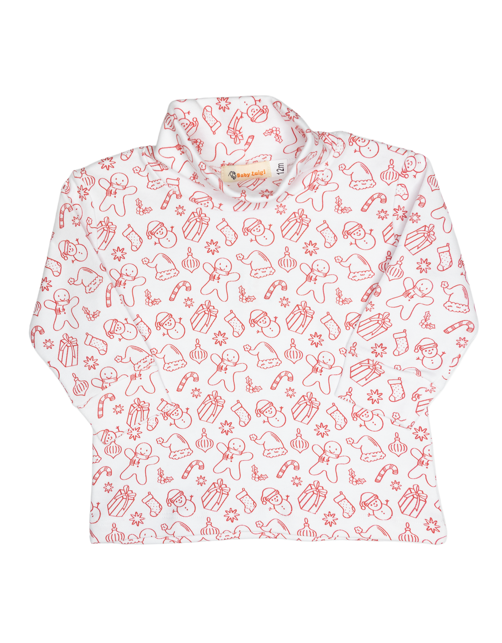 Luigi ITS001P Print Turtleneck Red Christmas Print