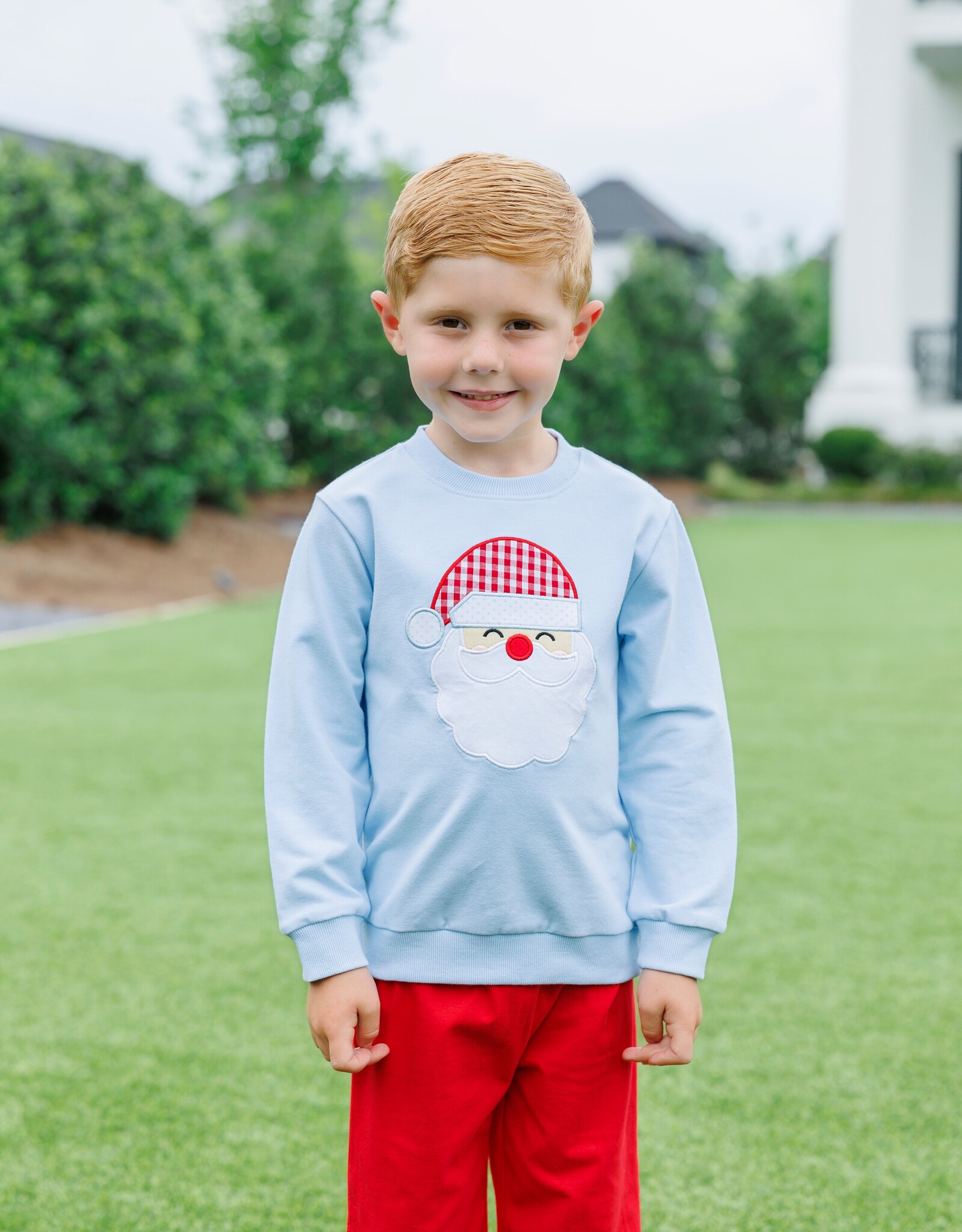 Trotter Street Kids TSF26 French Terry Santa Pullover Lt. Blue