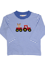 Luigi F26 LS Shirt Blue Stripe Reindeer Tractor