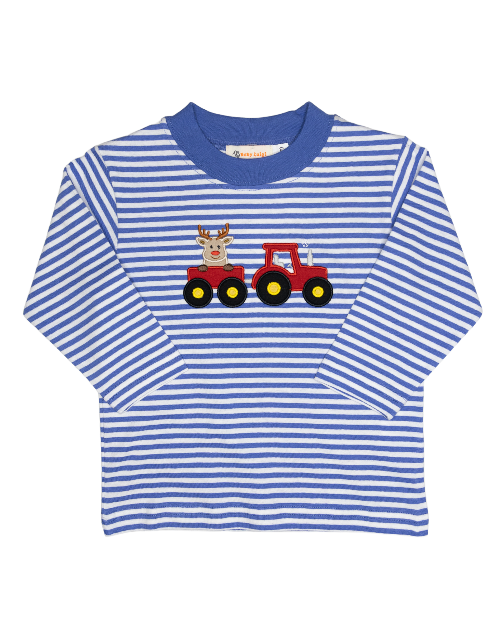 Luigi F26 LS Shirt Blue Stripe Reindeer Tractor