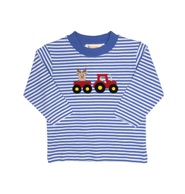 Luigi Long Sleeve Shirt Blue Stripe Reindeer Tractor