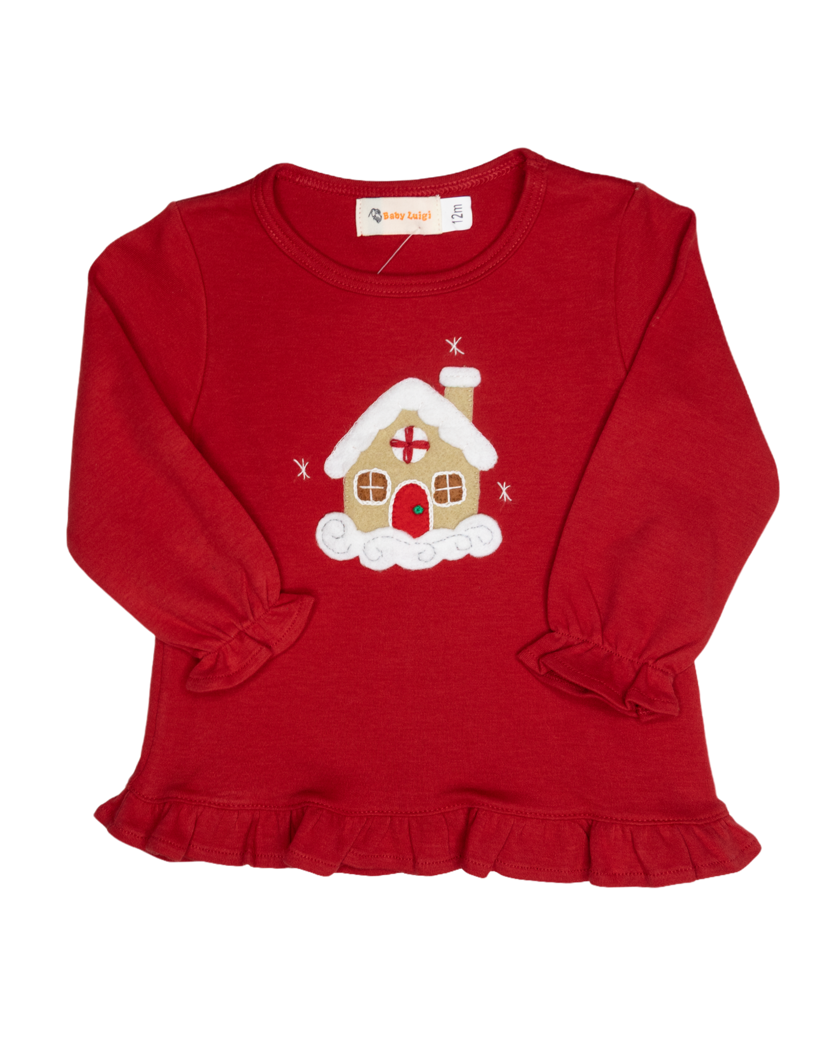 Luigi F26 Ruffle Shirt Red Gingerbread House