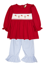 Banana Split 202 HO HO HO Smocked Ruffle Pant Set