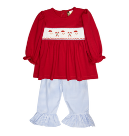 Banana Split HO HO HO Smocked Ruffle Pant Set