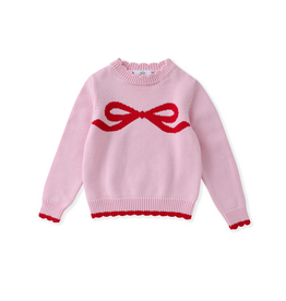 Swoon Baby Pink with Red Bow Sweater