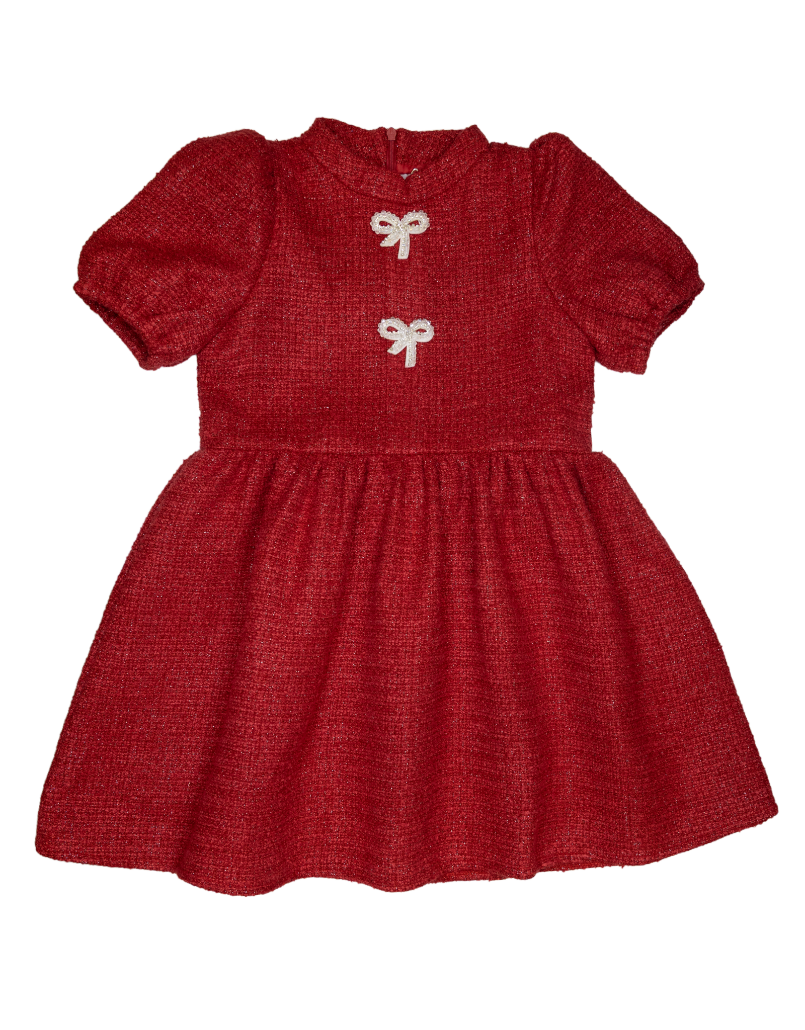 Lulu Bebe LBF26 Catherine Red Tweed Dress