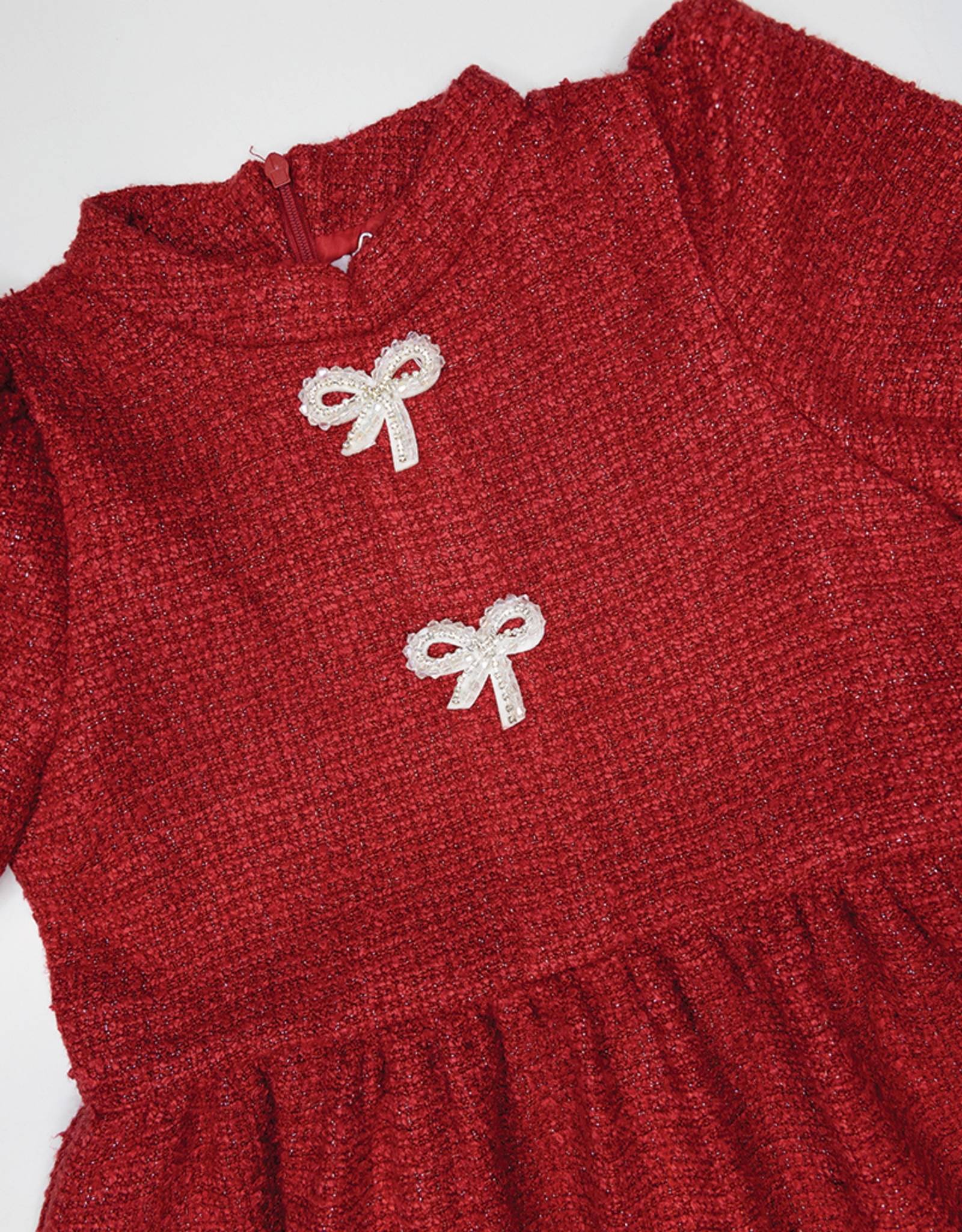 Lulu Bebe LBF26 Catherine Red Tweed Dress