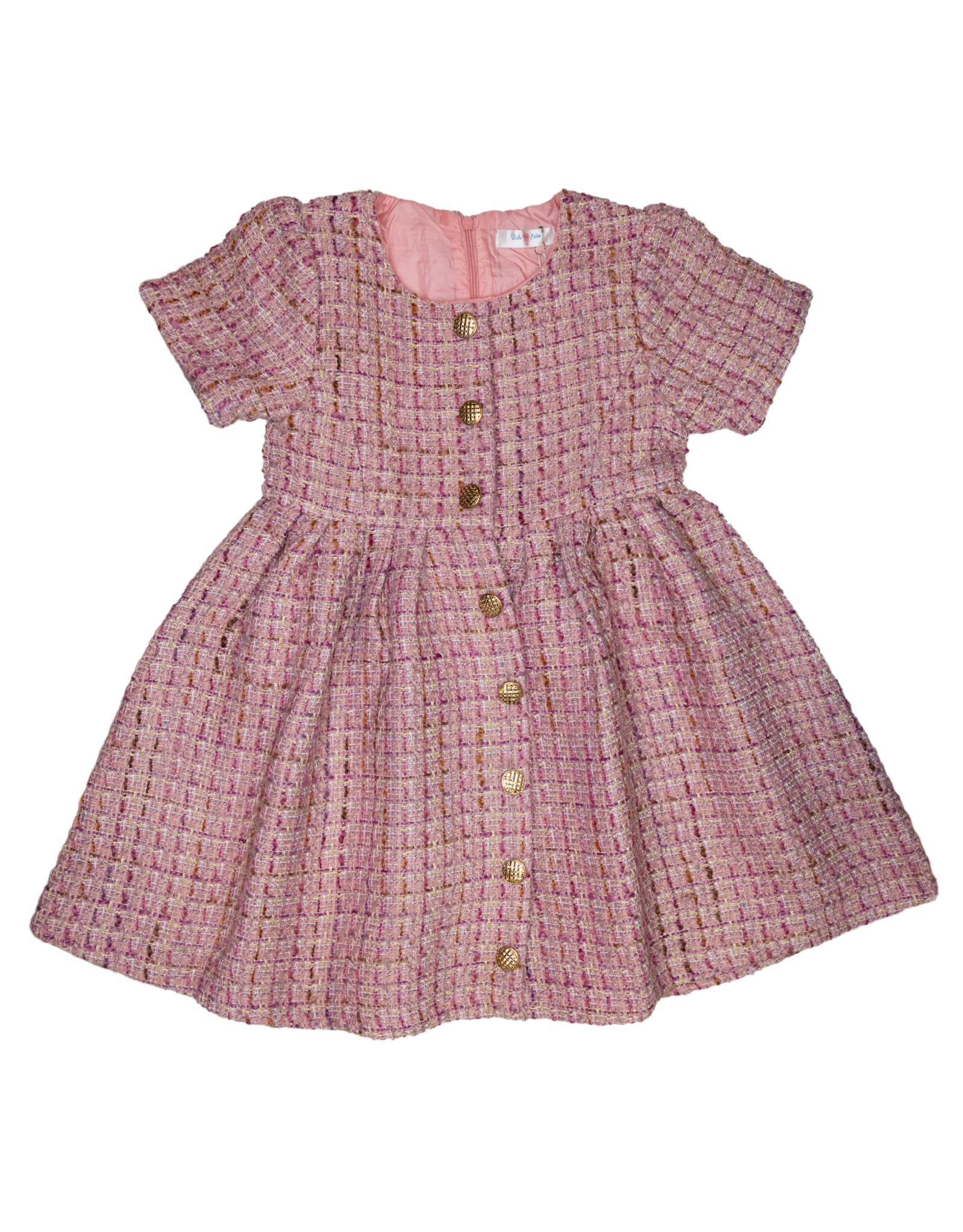 Lulu Bebe LBF26 Claire Pink Tweed Dress