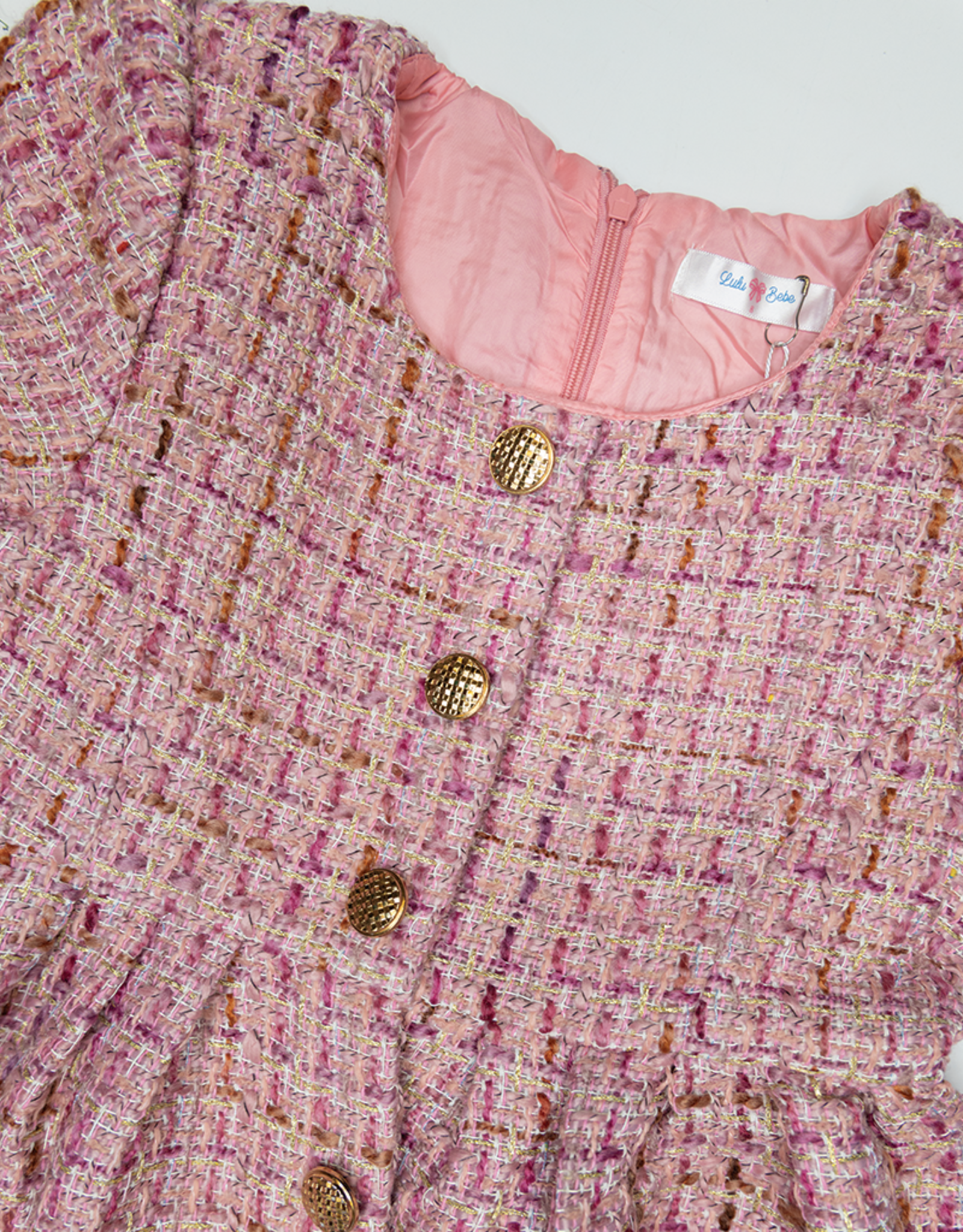 Lulu Bebe LBF26 Claire Pink Tweed Dress