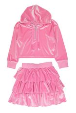 Lulu Bebe LBF26 Kai Bubblegum Pink Velour Skirt Set