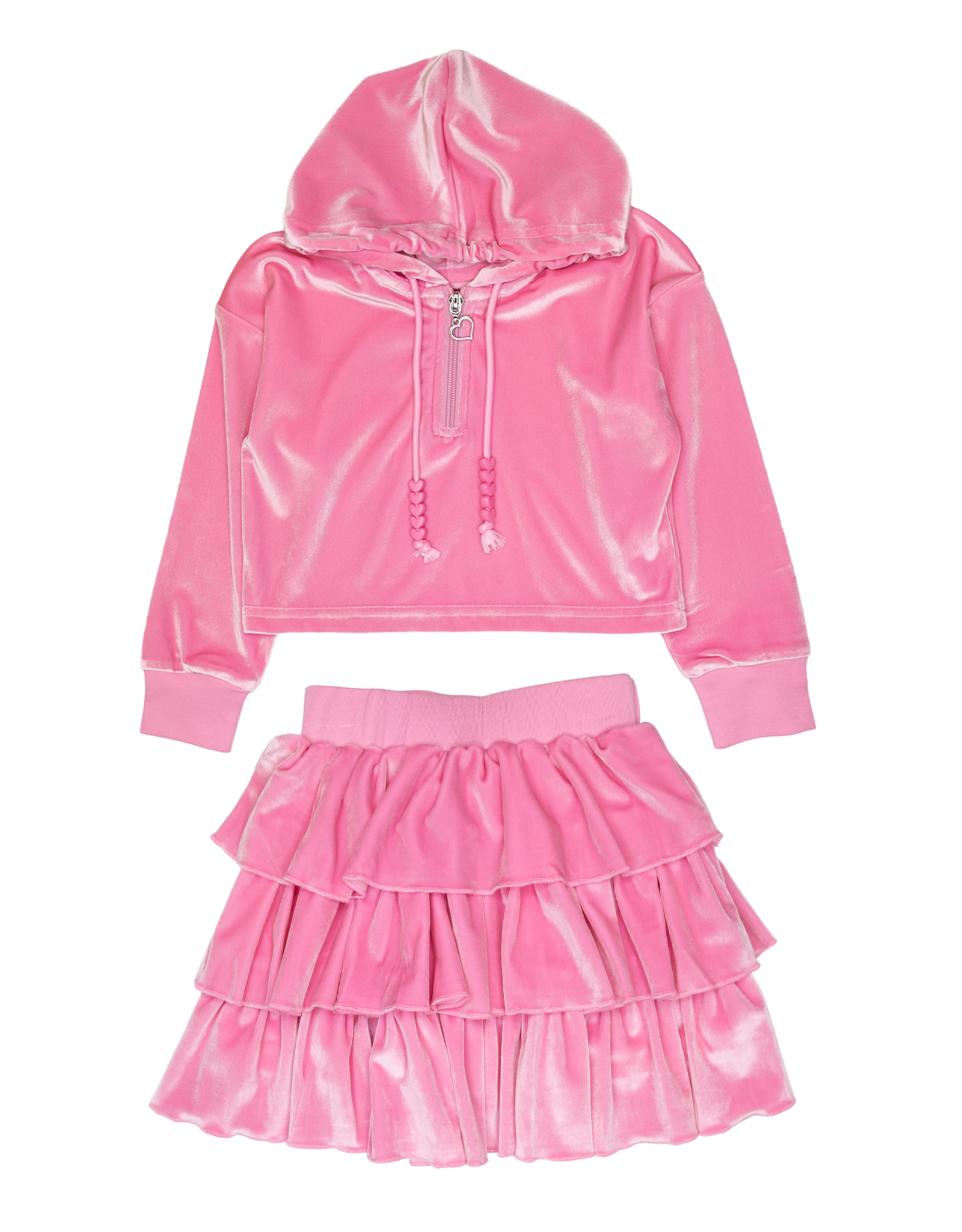 Lulu Bebe LBF26 Kai Bubblegum Pink Velour Skirt Set