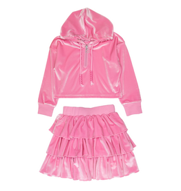 Lulu Bebe Kai Bubblegum Pink Velour Skirt Set