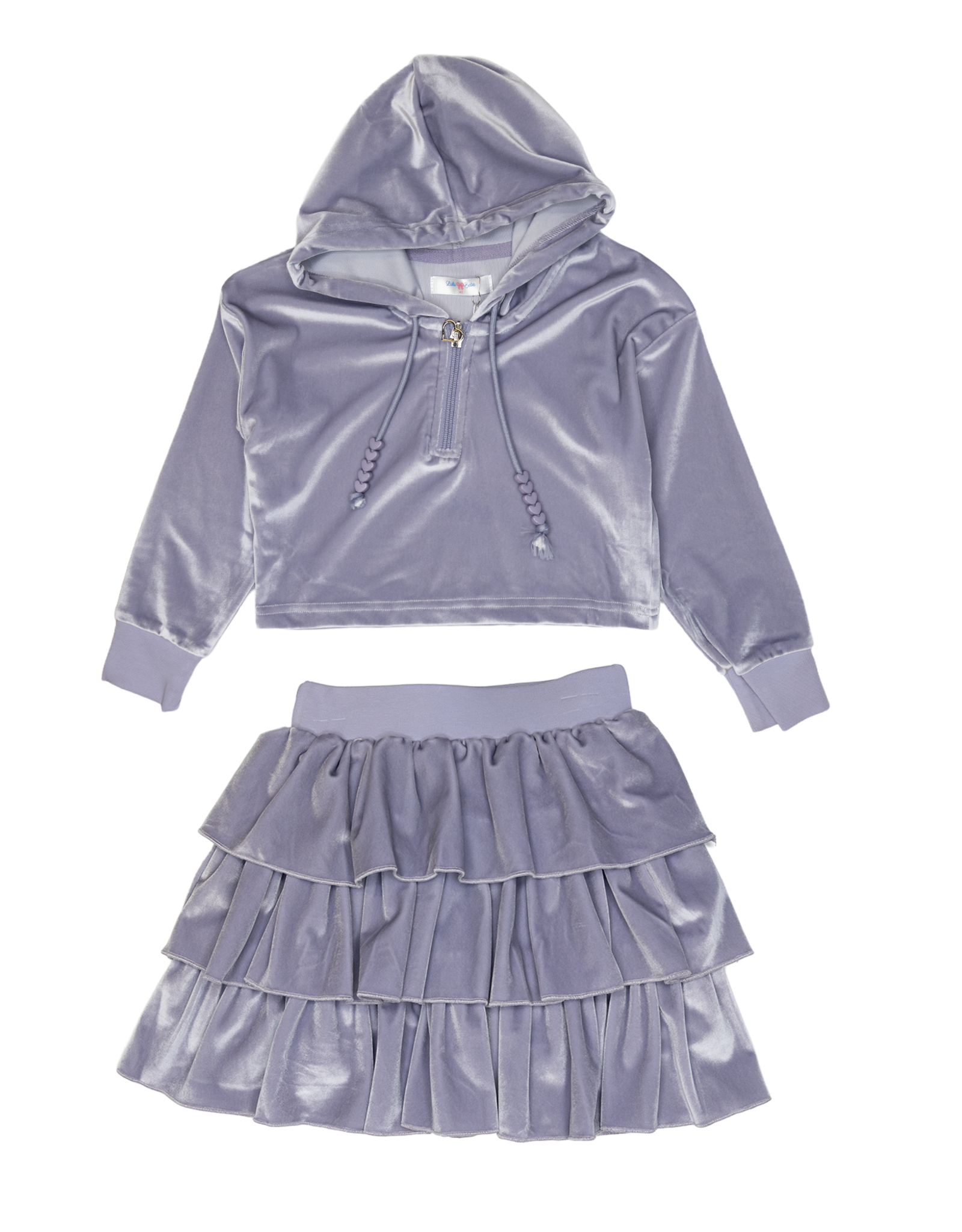 Lulu Bebe LBF26 Kai Lavender Velour Skirt Set