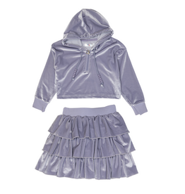 Lulu Bebe Kai Lavender Velour Skirt Set