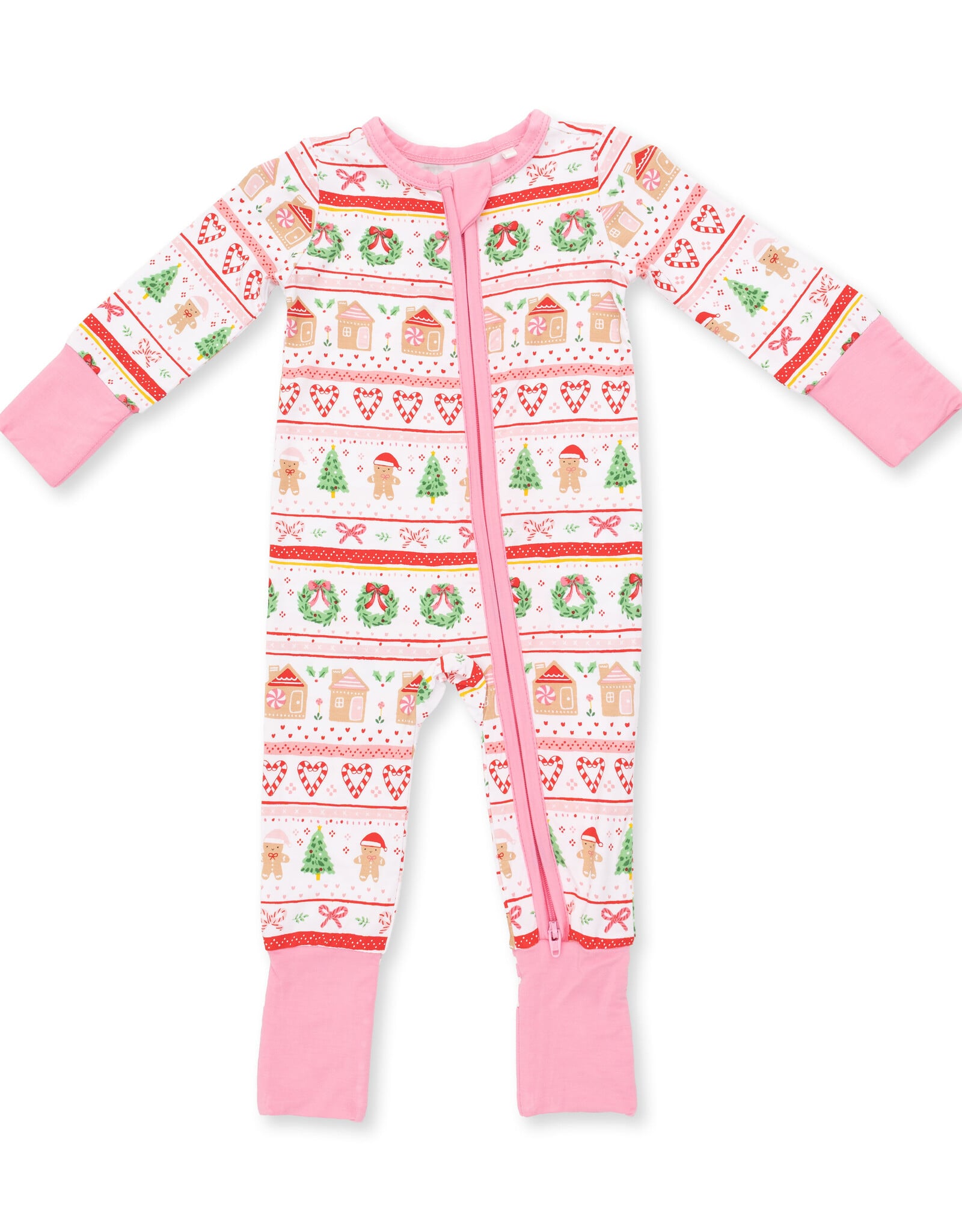 Angel Dear ADF26 2 Way Zipper Romper Gingerbread Fair Isle PINK