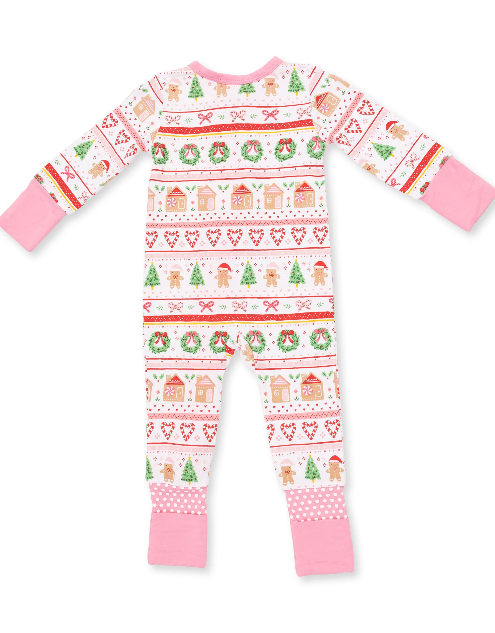 Angel Dear ADF26 2 Way Zipper Romper Gingerbread Fair Isle PINK
