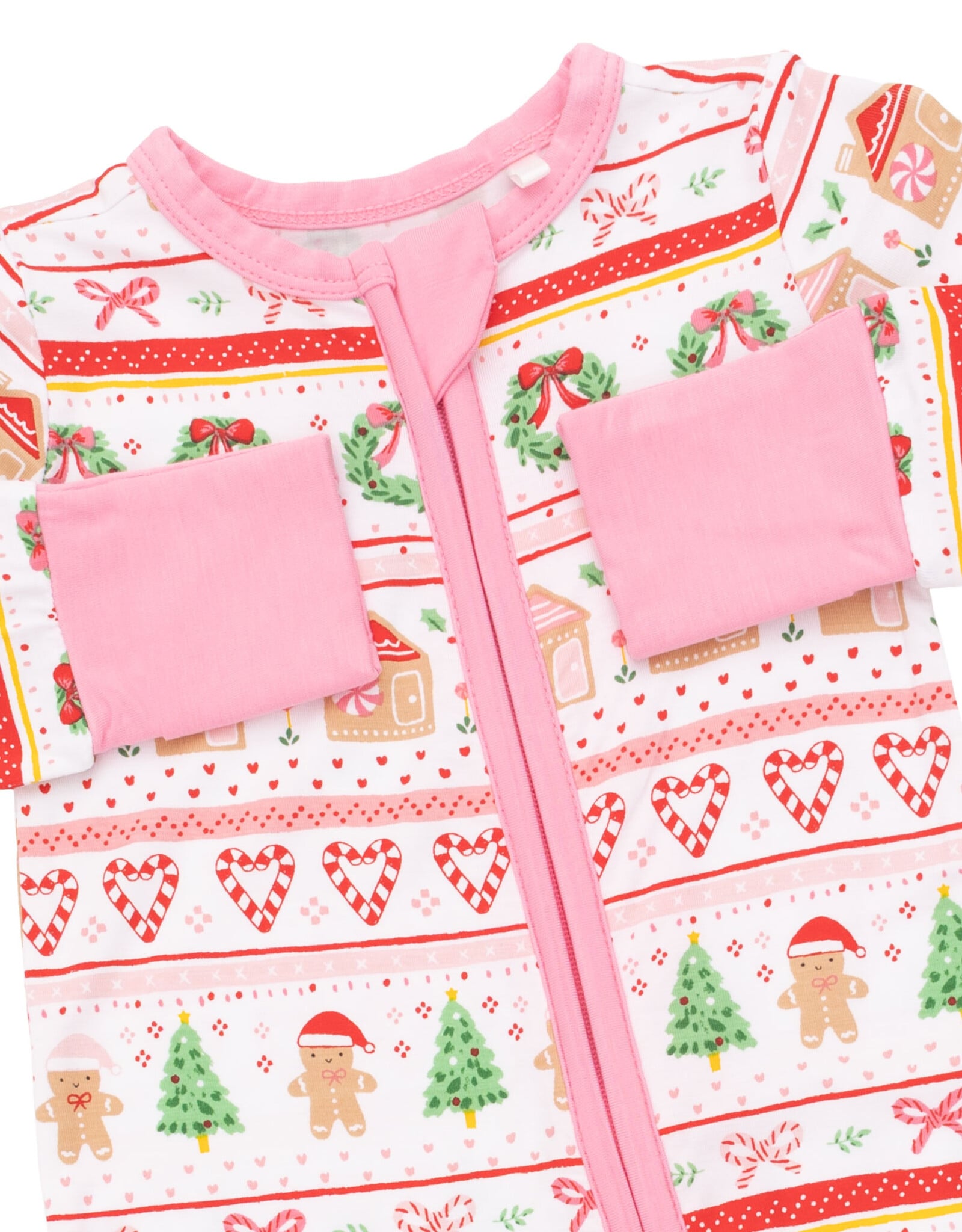 Angel Dear ADF26 2 Way Zipper Romper Gingerbread Fair Isle PINK