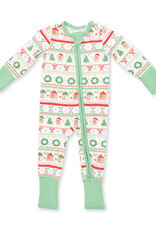 Angel Dear ADF26 2 Way Zipper Romper Gingerbread Fair Isle GREEN