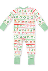 Angel Dear ADF26 2 Way Zipper Romper Gingerbread Fair Isle GREEN