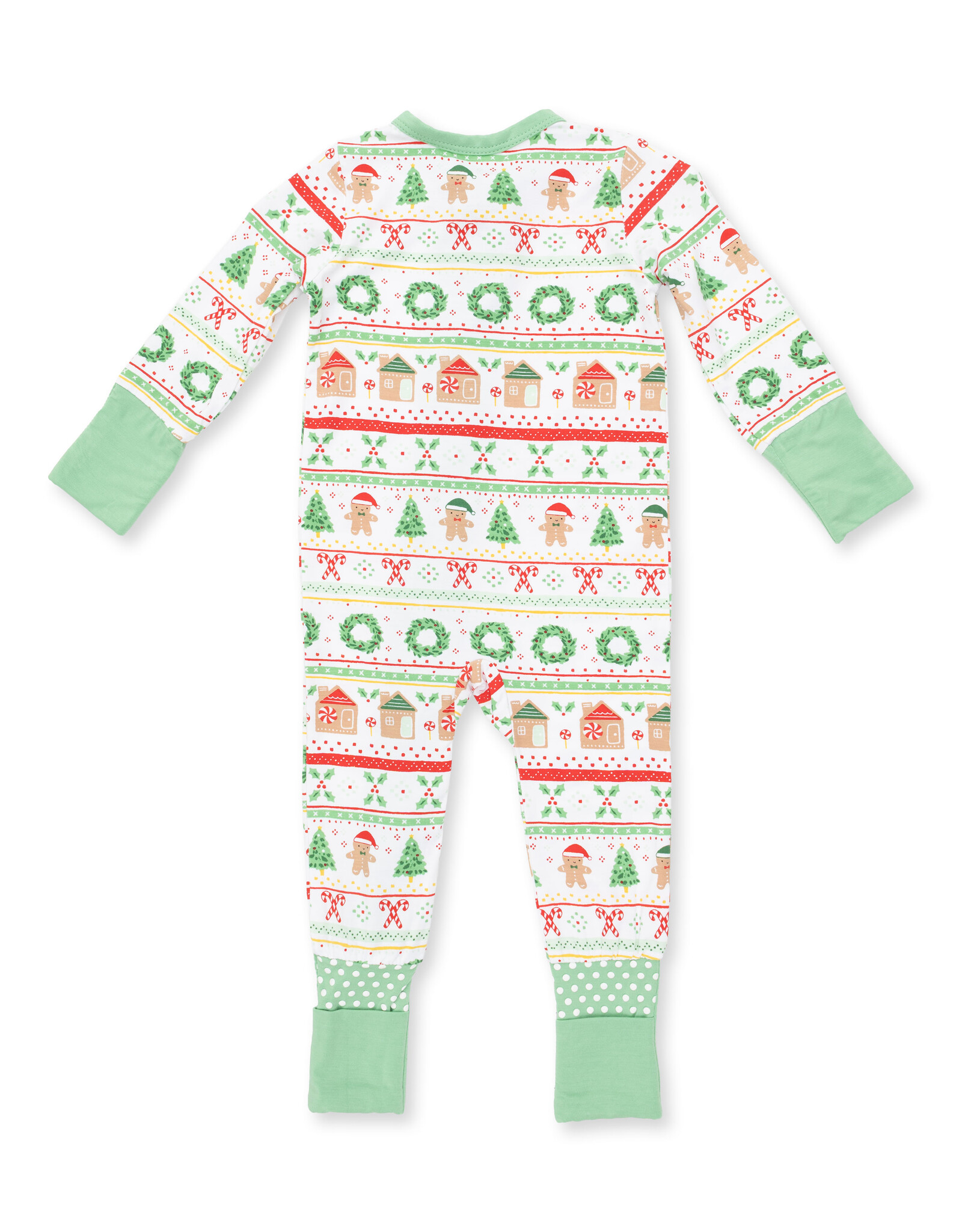 Angel Dear ADF26 2 Way Zipper Romper Gingerbread Fair Isle GREEN