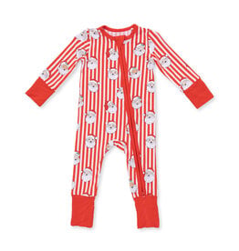Angel Dear 2 Way Zipper Romper Vintage Santa Stripe