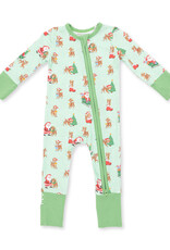 Angel Dear ADF26 2 Way Zipper Romper Vintage Reindeer & Santa GREEN