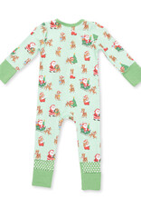 Angel Dear ADF26 2 Way Zipper Romper Vintage Reindeer & Santa GREEN