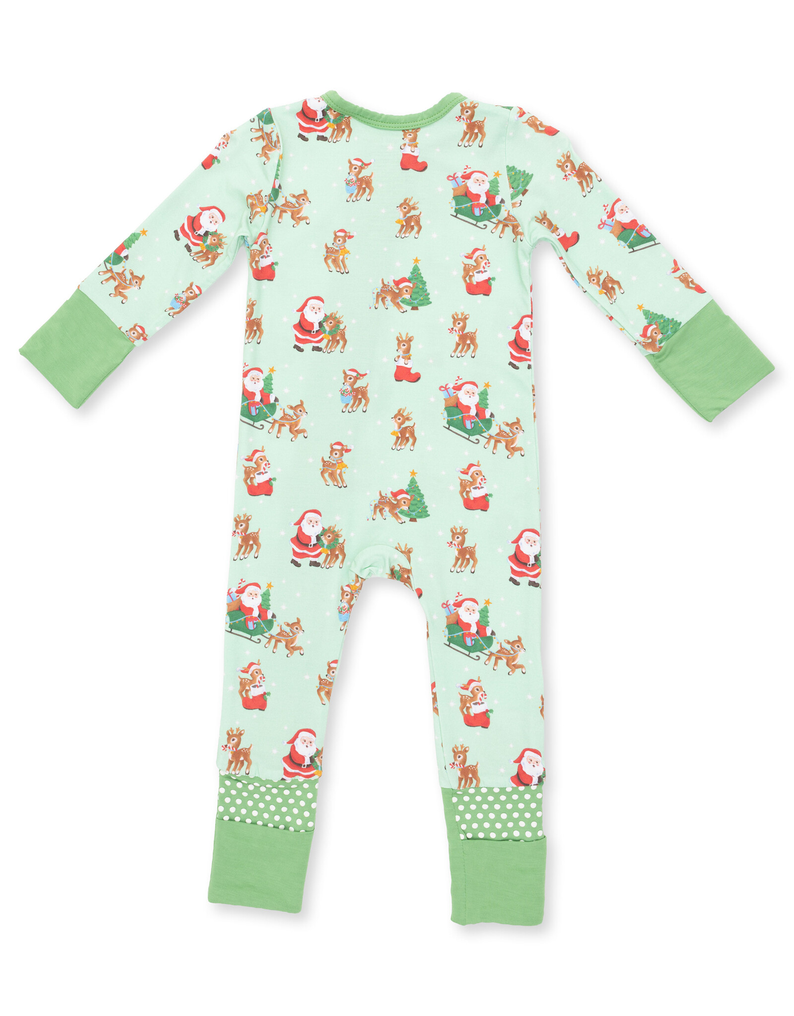 Angel Dear ADF26 2 Way Zipper Romper Vintage Reindeer & Santa GREEN