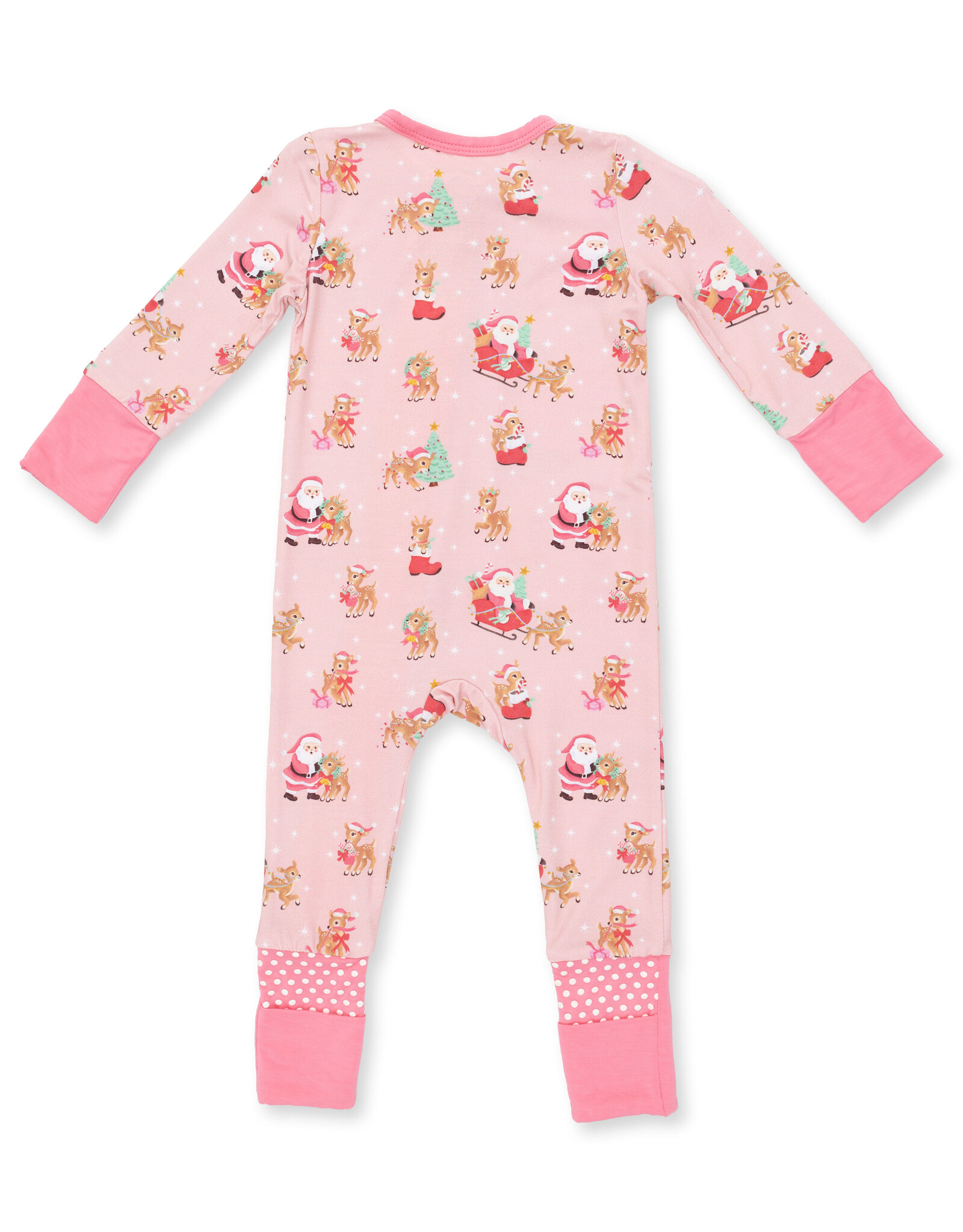 Angel Dear ADF26 2 Way Zipper Romper Vintage Reindeer & Santa PINK
