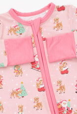 Angel Dear ADF26 2 Way Zipper Romper Vintage Reindeer & Santa PINK