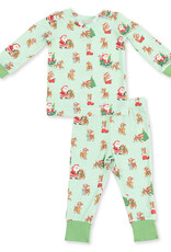 Angel Dear ADF26 Loungewear Vintage Reindeer & Santa GREEN