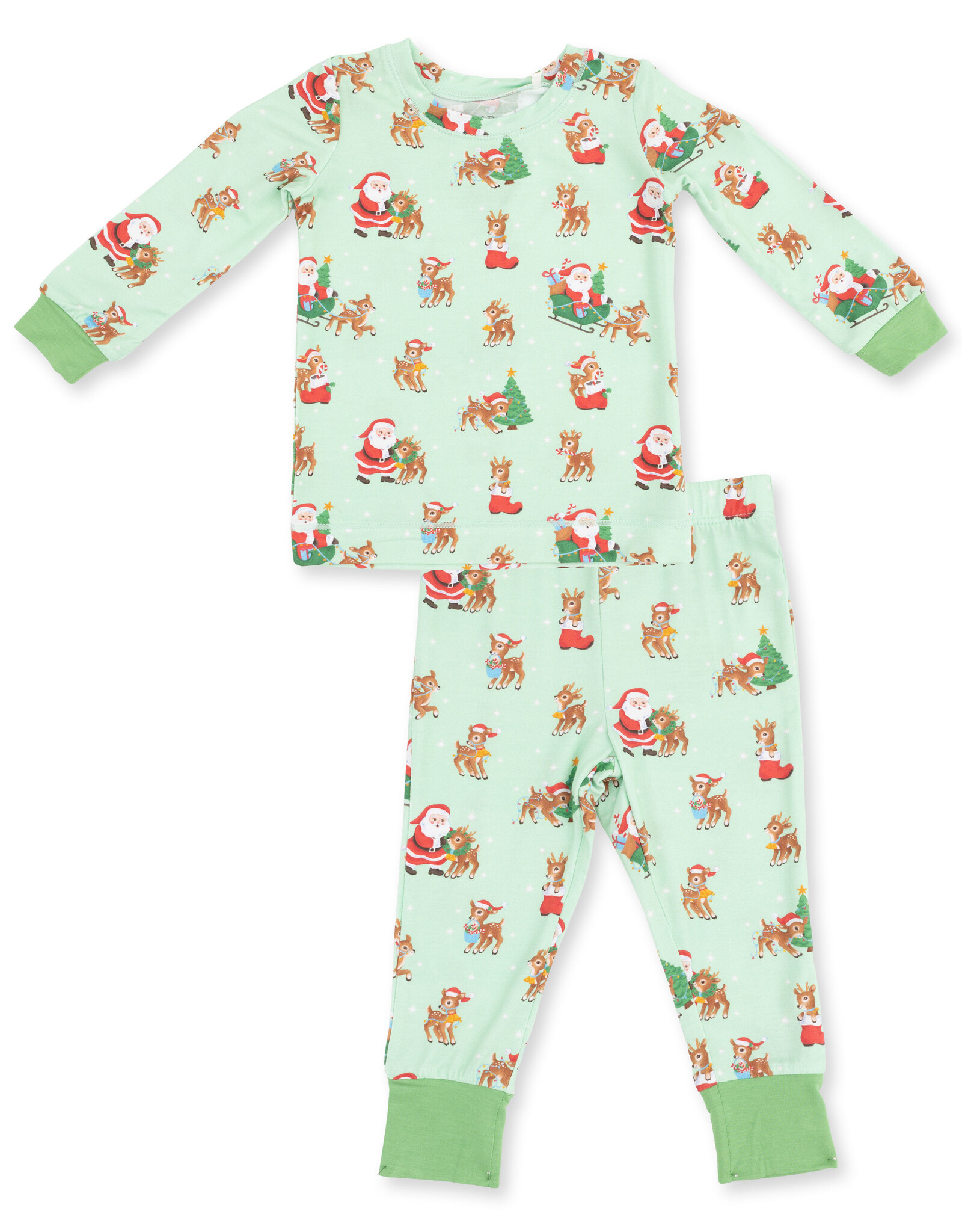 Angel Dear ADF26 Loungewear Vintage Reindeer & Santa GREEN