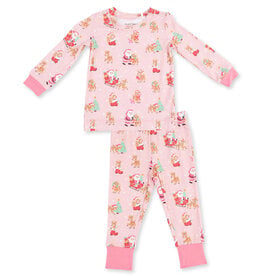 Angel Dear Loungewear Vintage Reindeer & Santa PINK