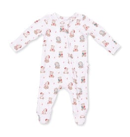 Angel Dear 2 Way Zipper Footie Christmas Teddy Bears PINK RUFFLE