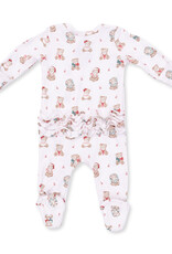 Angel Dear ADF26 2 Way Zipper Footie Christmas Teddy Bears PINK RUFFLE