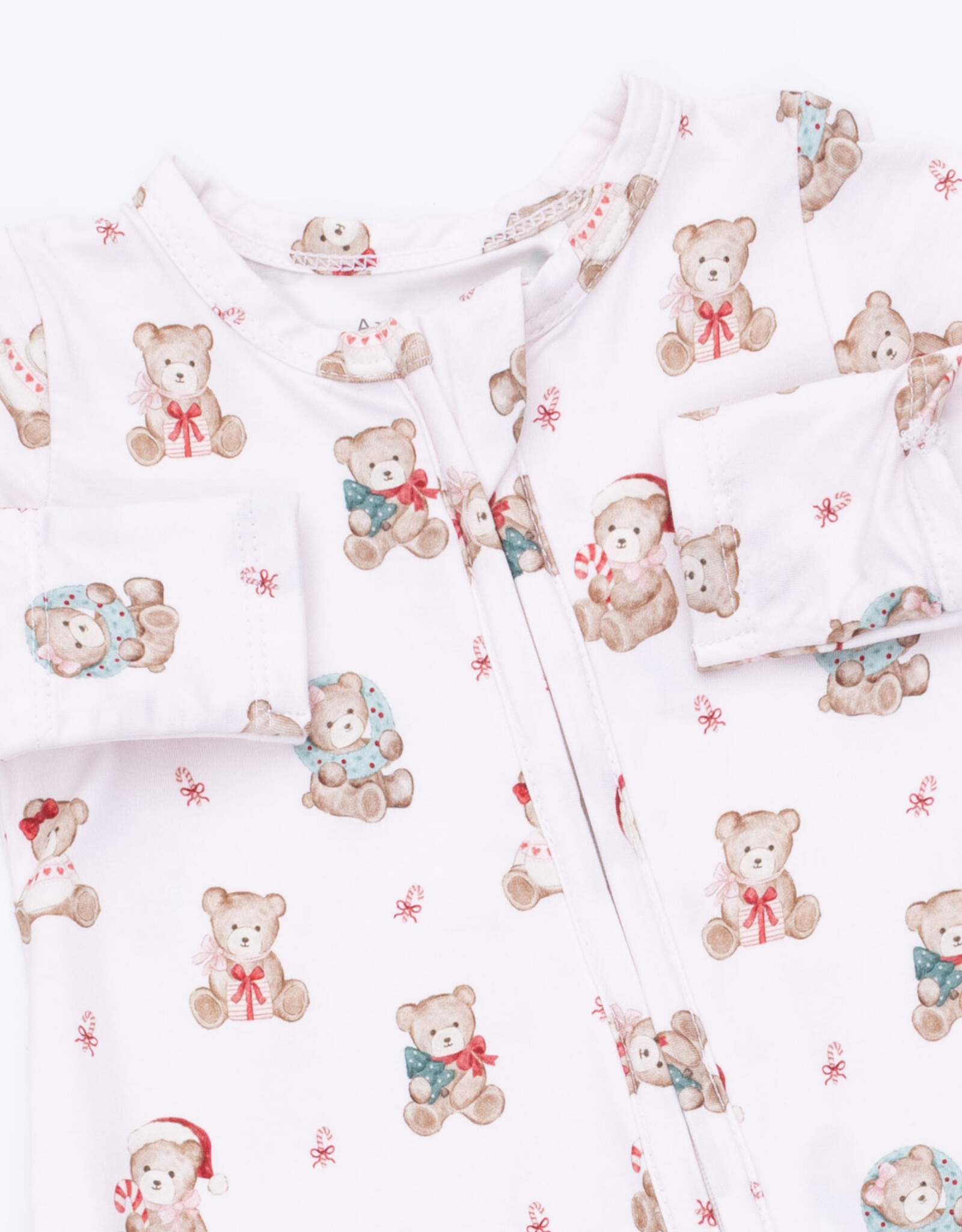 Angel Dear ADF26 2 Way Zipper Footie Christmas Teddy Bears PINK RUFFLE