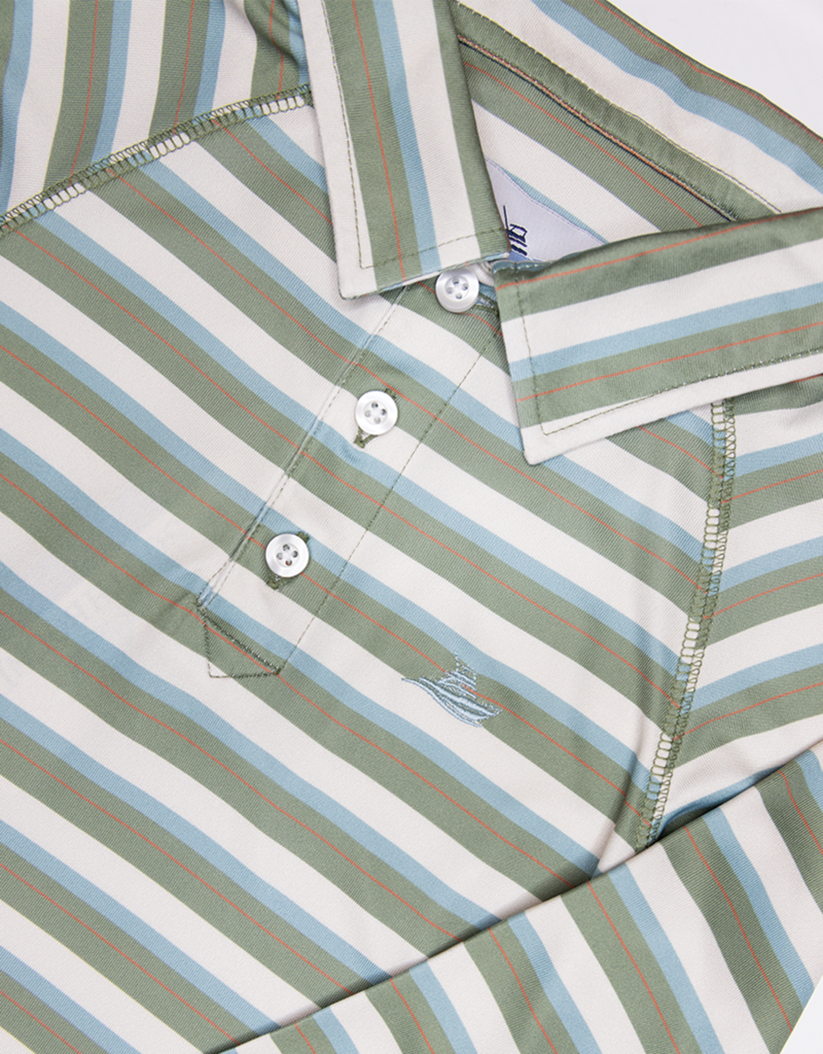 South Bound SBound Polo 4416 Blue/Green/Tan Stripe