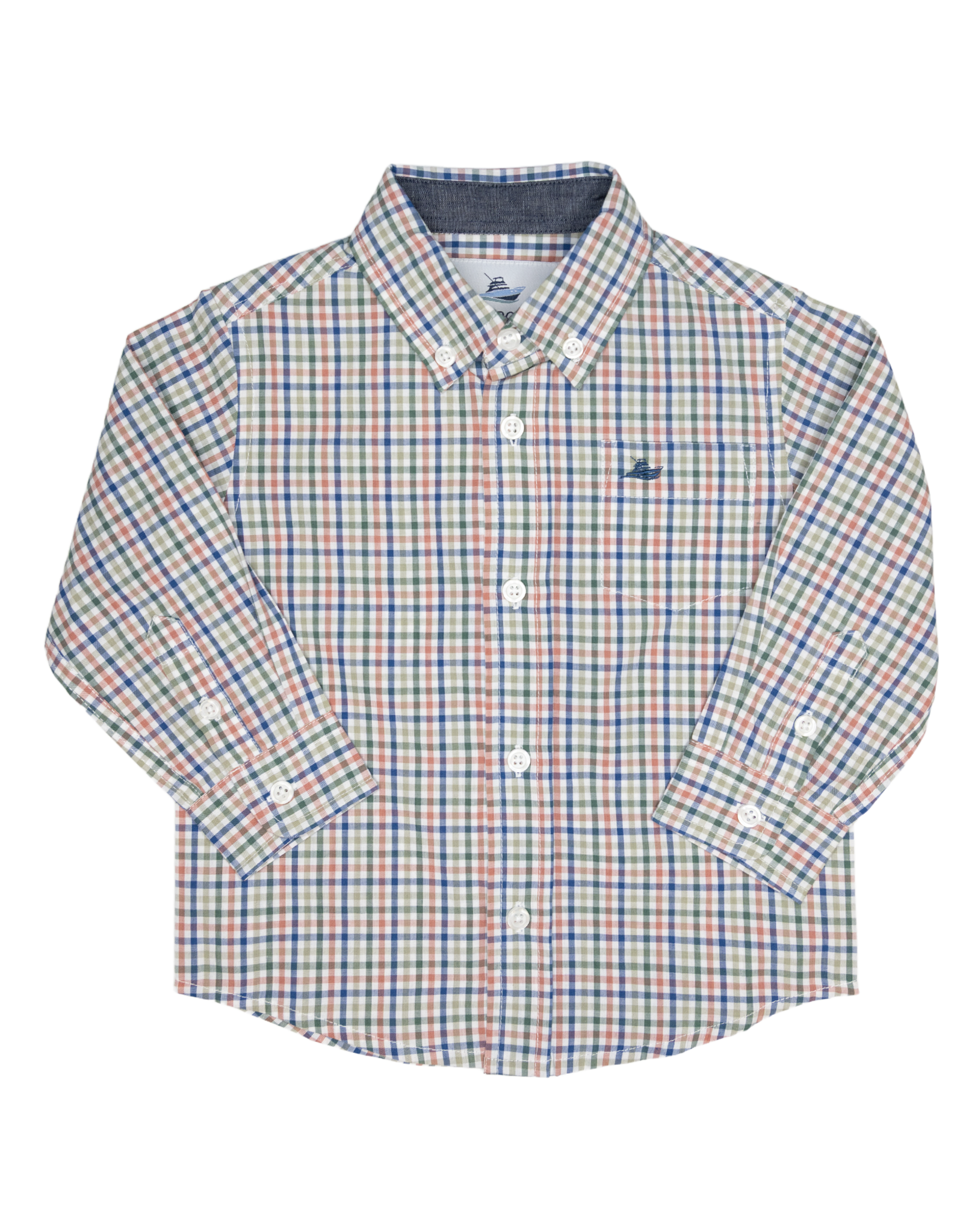 South Bound SBound Dress Shirt 4389 Navy/Rust/Olive Check