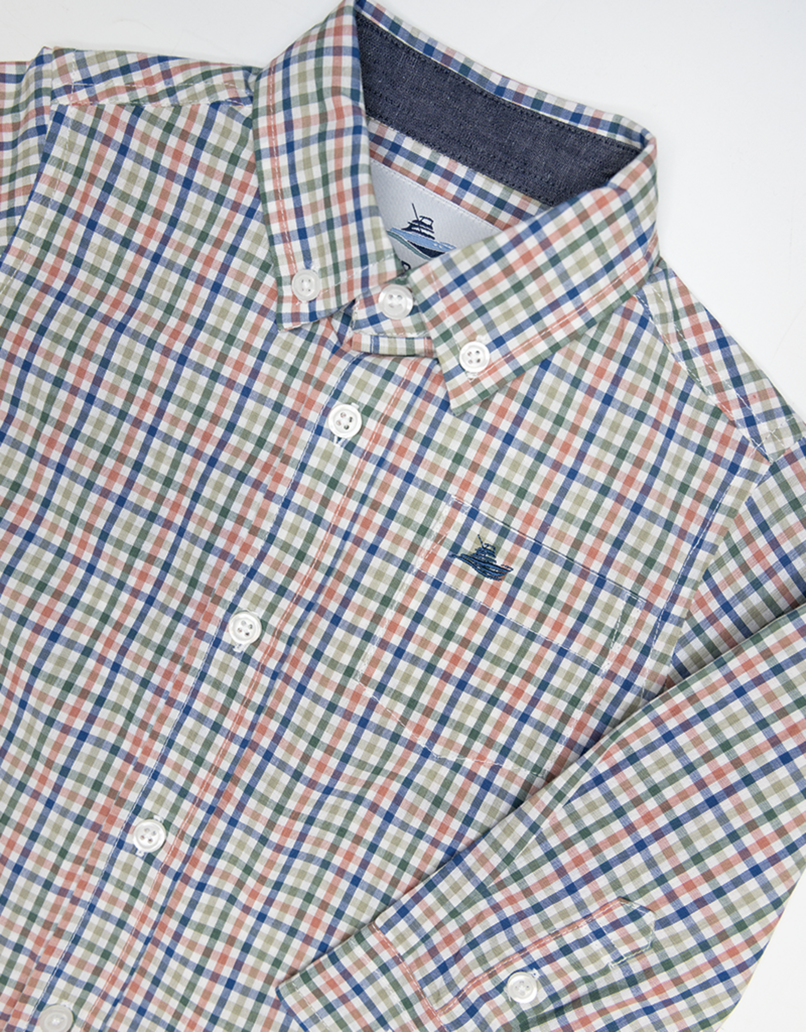 South Bound SBound Dress Shirt 4389 Navy/Rust/Olive Check