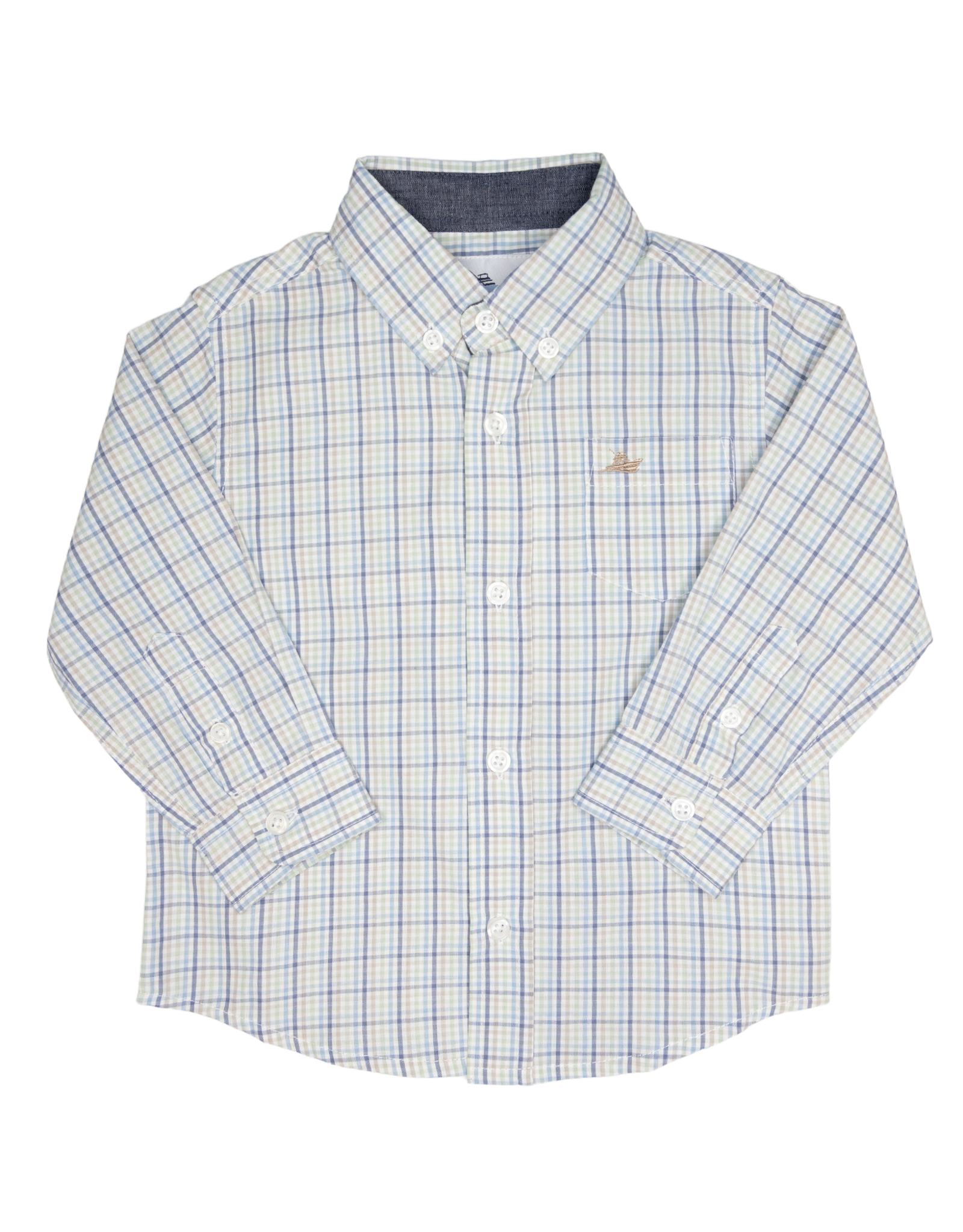 South Bound SBound Dress Shirt 4388 Blue/Tan Check