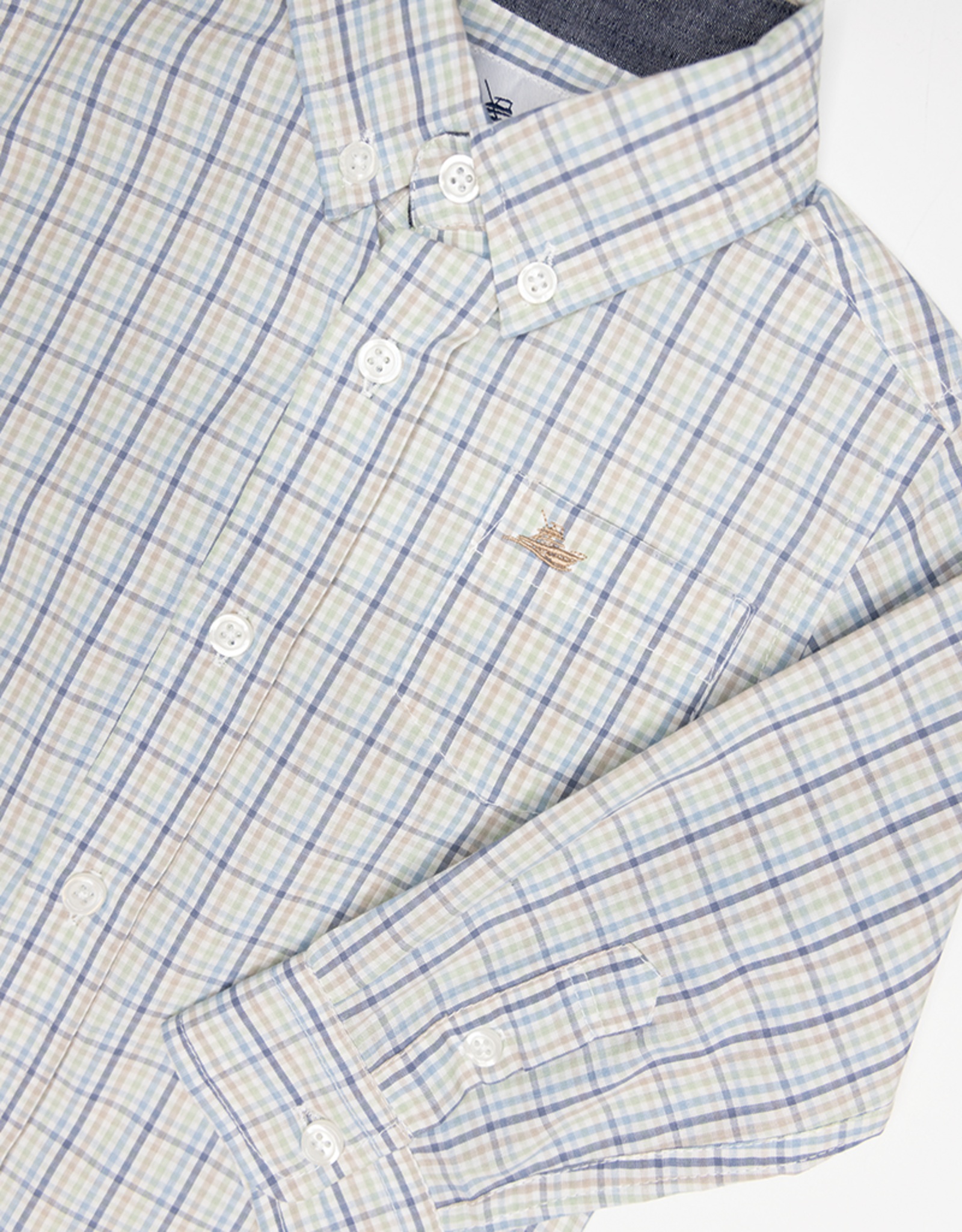 South Bound SBound Dress Shirt 4388 Blue/Tan Check