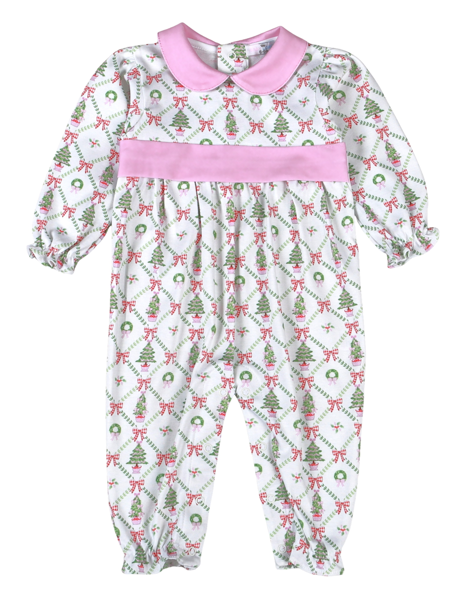 Baby Loren TRE-234 Christmas Trees Girl Ruffle Romper