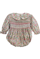 Lulu Bebe LBF26 GeGe Pink Vintage Floral Smocked Waist Bubble
