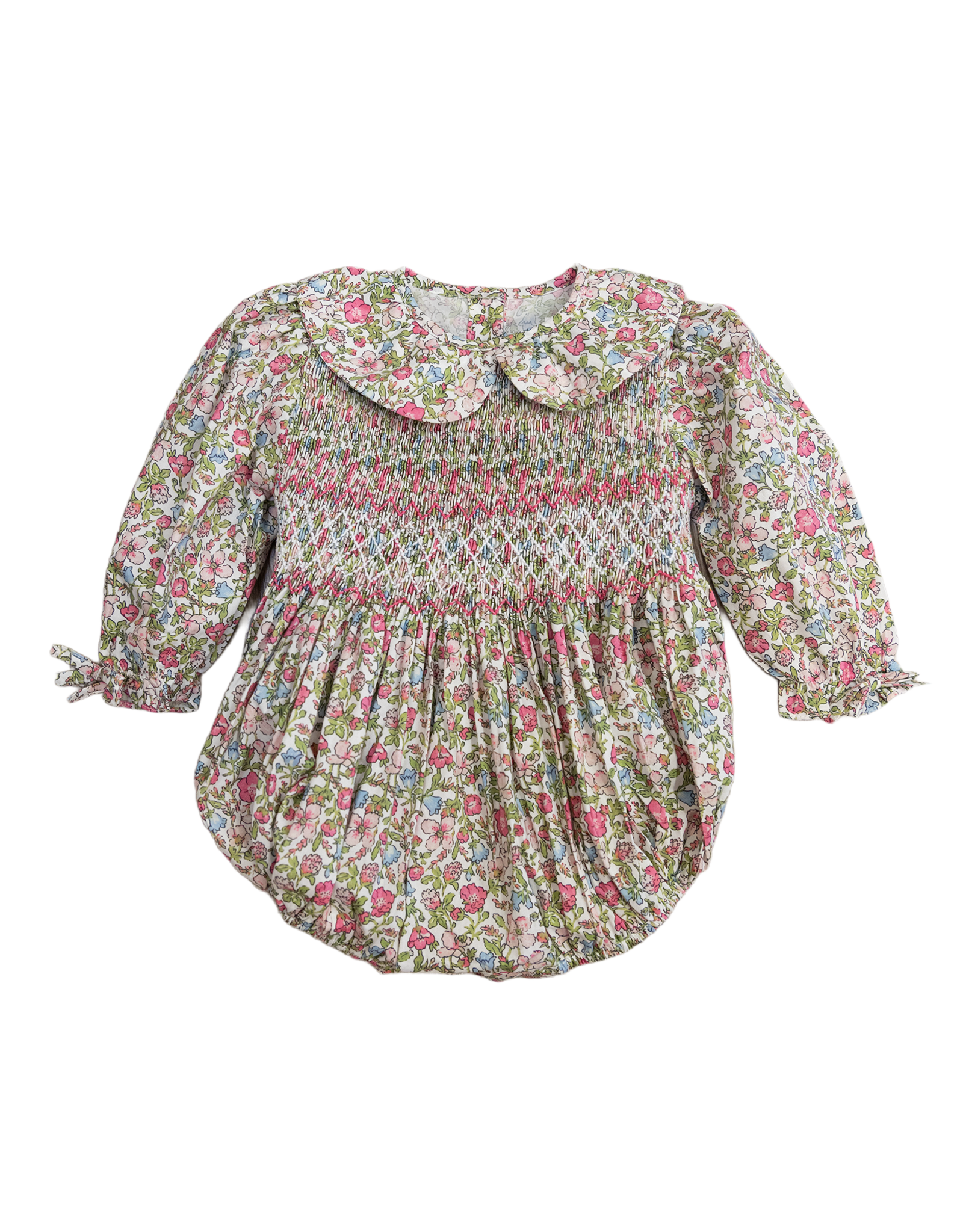 Lulu Bebe LBF26 GeGe Pink Vintage Floral Smocked Waist Bubble