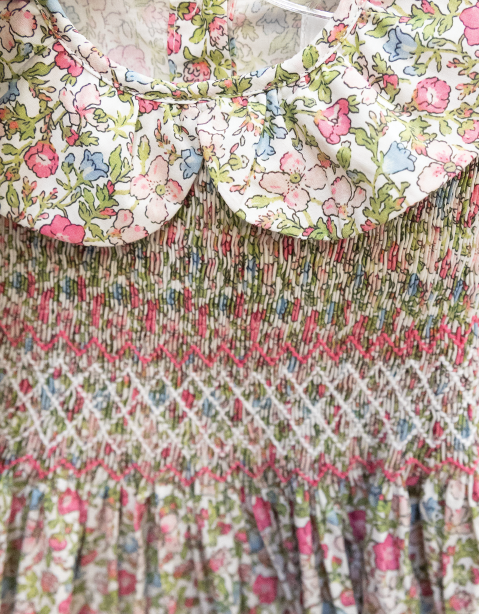 Lulu Bebe LBF26 GeGe Pink Vintage Floral Smocked Waist Bubble