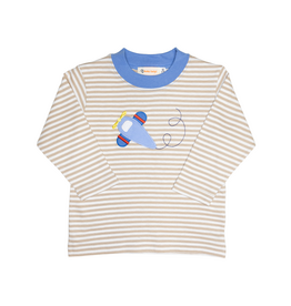 Luigi Long Sleeve Shirt Sand Stripe Airplane