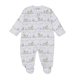 Kissy Kissy Noah Print Zip Footie Blue